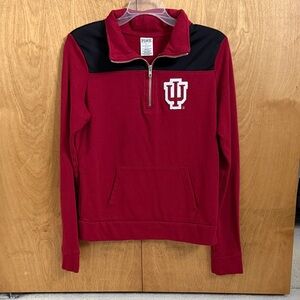 PINK Victoria's Secret 5th and Ocean Indiana IU Red & Black Quarter-Zip Top